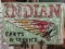 INDIAN  MOTOR PARTS PAINTED SIGN ON METAL