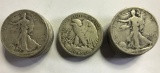 ROLL OF 20 WALKING LIBERTY HALVES, CIRCULATED CONDITION