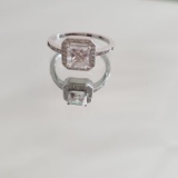 STERLING SILVER AND 1.12 WHITE TOPAZ HALO RING