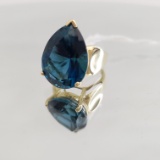 14KT YELLOW GOLD AND BLUE TOPAZ RING