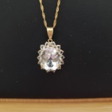 14KT GOLD AND TOURMALINE PENDANT AND GOLD CHAIN