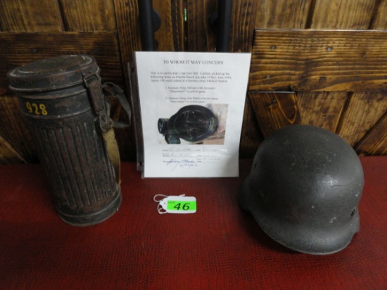 GERMAN ARMY HELMET AND GAS MASK