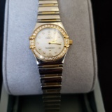 LADIES OMEGA CONSTELLATION STAINLESS & 18KT YELLOW