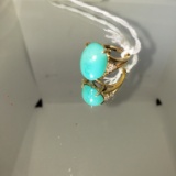 18KT YELLOW GOLD AND TURQUOISE RING