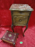 FRENCH ANTIQUE MARBLE TOP COMMODE TABLE