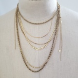 5 14KT YELLOW GOLD CHAIN NECKLACES-48.7GRAMS