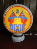 VINTAGE REPRODUCTION DIXIE GAS STATION LIGHTED GLOBE DATED 1985