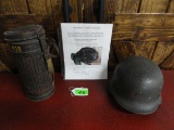 GERMAN ARMY HELMET AND GAS MASK