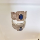 14KT GOLD, SAPPHIRE AND DIAMOND RING