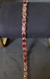 14KT YELLOW GOLD & GARNET BRACELET