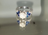 14KT GOLD, DIAMOND AND SAPPHIRE RING: