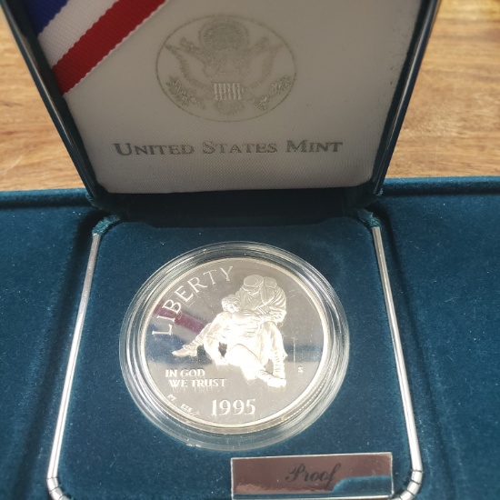 U.S. MINT+B2:B383 1995 LIBERTY PROOF SILVER DOLLAR COIN