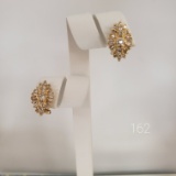 14KT YELLOW GOLD AND DIAMOND EARRINGS,