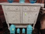 WHITE WASHED CARVED CHEST
