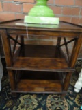 MAHOGANY SIDE TABLE WITH 2 SHELVES