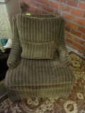 BROWN CHENILLE CUSTOM SWIVEL OCCASIONAL CHAIR