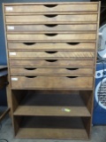 MAP CABINET WITH 9 DRAWERS AND 2 LOWER SHELVES