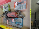 (4) BOXES WITH ASSORTED SMALL TOOLS & CHICAGO ELECTRIC SAW