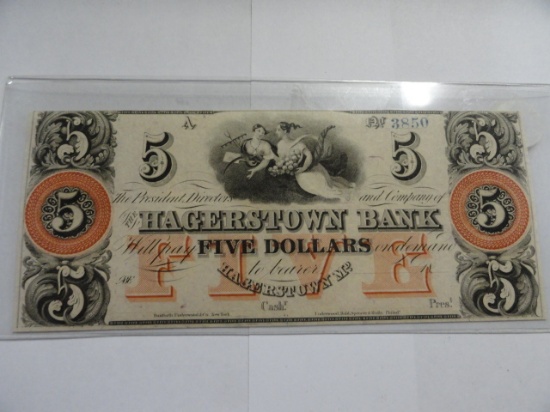 HAGERSTOWN BANK FIVE DOLLAR NOTE