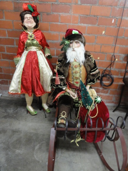 LIFE SIZE  SANTA,METAL SLEIGH  &" CHRISTMAS MAE"