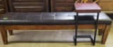 FAUX LEATHER BENCH & SLIDE IN SIDE TABLE