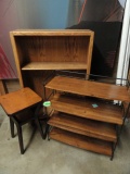 (3) PIECES FURNITURE: 2 BOOKCASES AND 1 SMALL TABLE