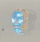14KT GOLD AND TOPAZ  (175X13 MM) RING WITH SIX  SIDE DIAMONDS,