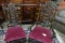 ANTIQUE CARVED ARM AND SIDE CHAIRS,