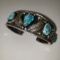 TRADITIONAL NARROW STERLING SILVER AND TURQUOISE CUFF BRACELET