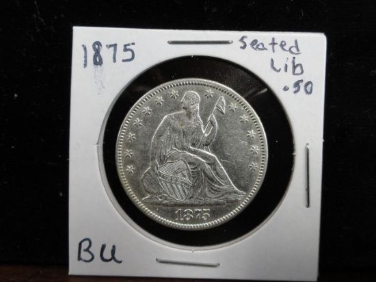 BU 1875 SEATED LIBERTY HALF DOLLAR