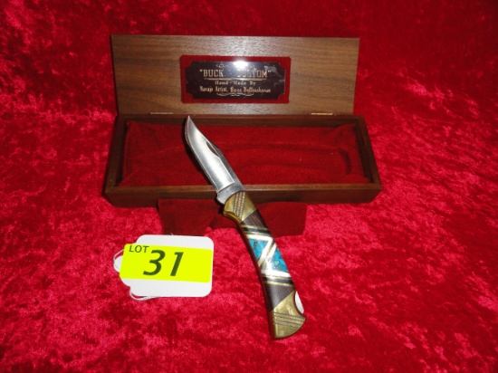 BUCK CUSTOM HAND MADE KNIFE BY NAVAJO ARTIST DAVE YELLOWHORSE,