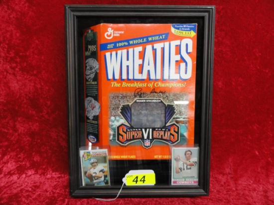 ROGER STAUBACH FRAMED MEMORABILIA: WHEATIES BOX