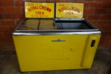 ROYAL CROWN COLA COOLER, YELLOW WITH RED WRITING