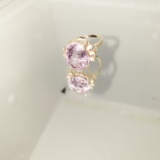 14KT GOLD AND PINK AMETHYST & DIAMOND RING: