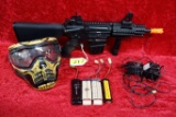 AFTERMATH AIR SOFT RIFLE, WITH MASK, CHARGERS AND BATTERIES