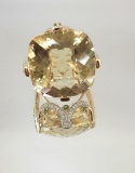 14KT GOLD AND CITRINE STATEMENT RING:
