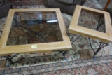 COFFEE TABLE AND END TABLE WITH GLASS TOPS