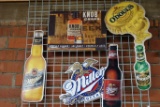 (4) METAL ADVERTISING SIGNS: (2) MILLER BEER, (1) KNOB & (1) O'DOULS