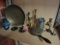 LOT OF BRASS ITEMS AND ONE CLOSINNE VASE