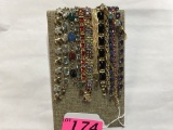 14 STERLING BRACELETS WITH VARIOUS COLORED STONES