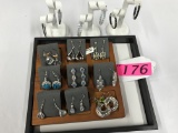 STERLING AND GEMSTONE COLLECTION:  13 PAIR EARRINGS