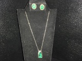 14KT GOLD AND MALACHITE NECKLACE AND EARRINGS