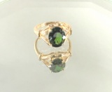 14KT YELLOW GOLD AND DEEP GREEN TOURMALINE RING,