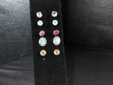 5 PAIR OF 14KT GOLD AND GEMSTONE EARRINGS: