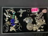TRAY OF VINTAGE STERLING JEWELRY: