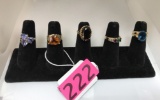 (5)10KT GOLD AND GEMSTONE RINGS: