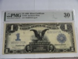 PMG GRADED 30 VERY FINE 1899 $1 SILVER CERTIFICATE,