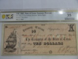 PCGS GRADED $10 1862 STATE OF TEXAS TREASURY WARRANT,