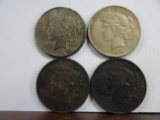 4 CIRCULATED PEACE SILVER DOLLARS: 1922, 1922-S (2) 1924