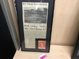 FRAMED ARTICLE FROM 1964, BIG SPRING DAILY HERALD STORY OF MICKEY MANTLE'S